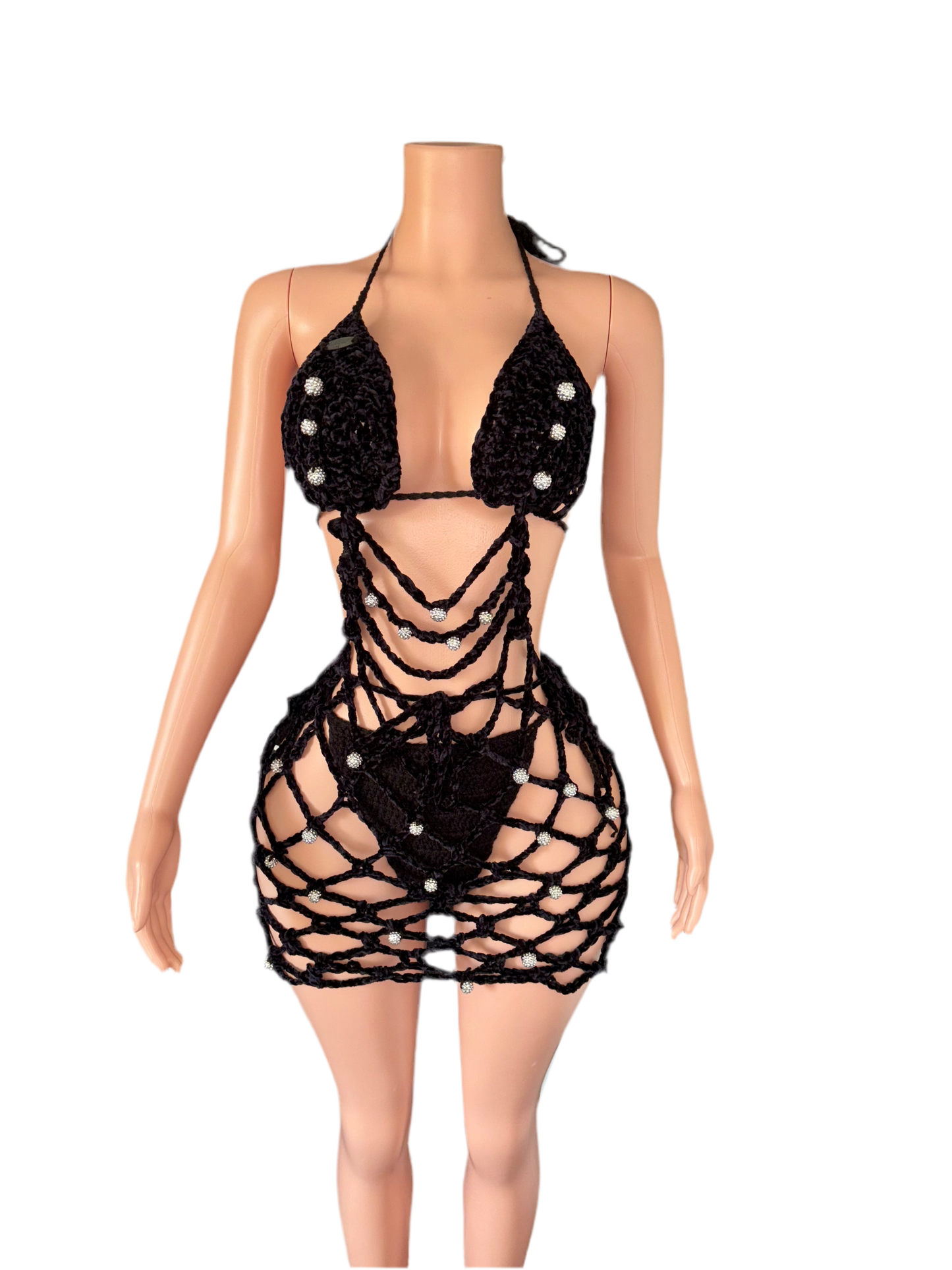 Beaded Kay Crochet Dress with Panty