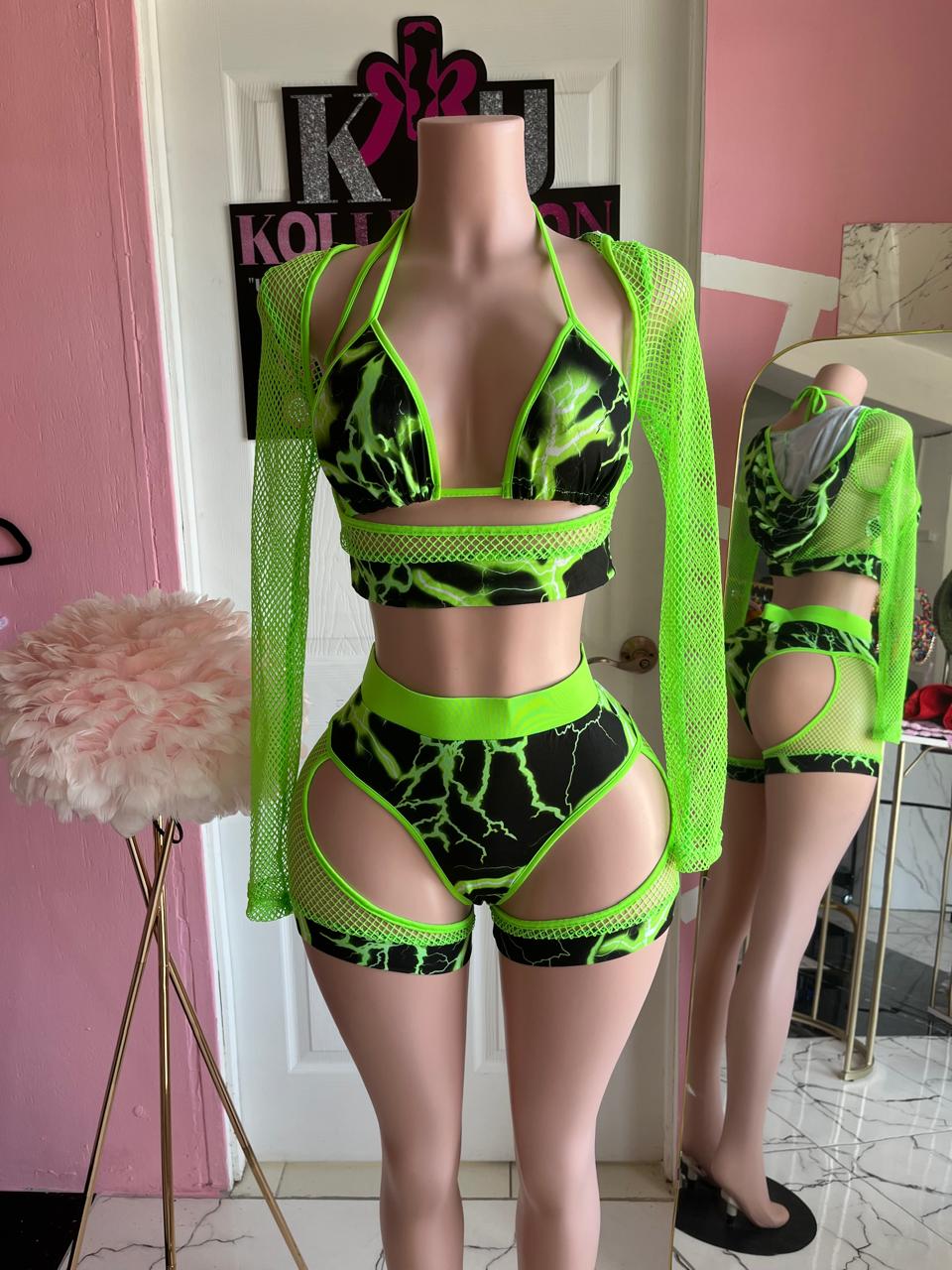 3 Piece Lime Green Swimwear
