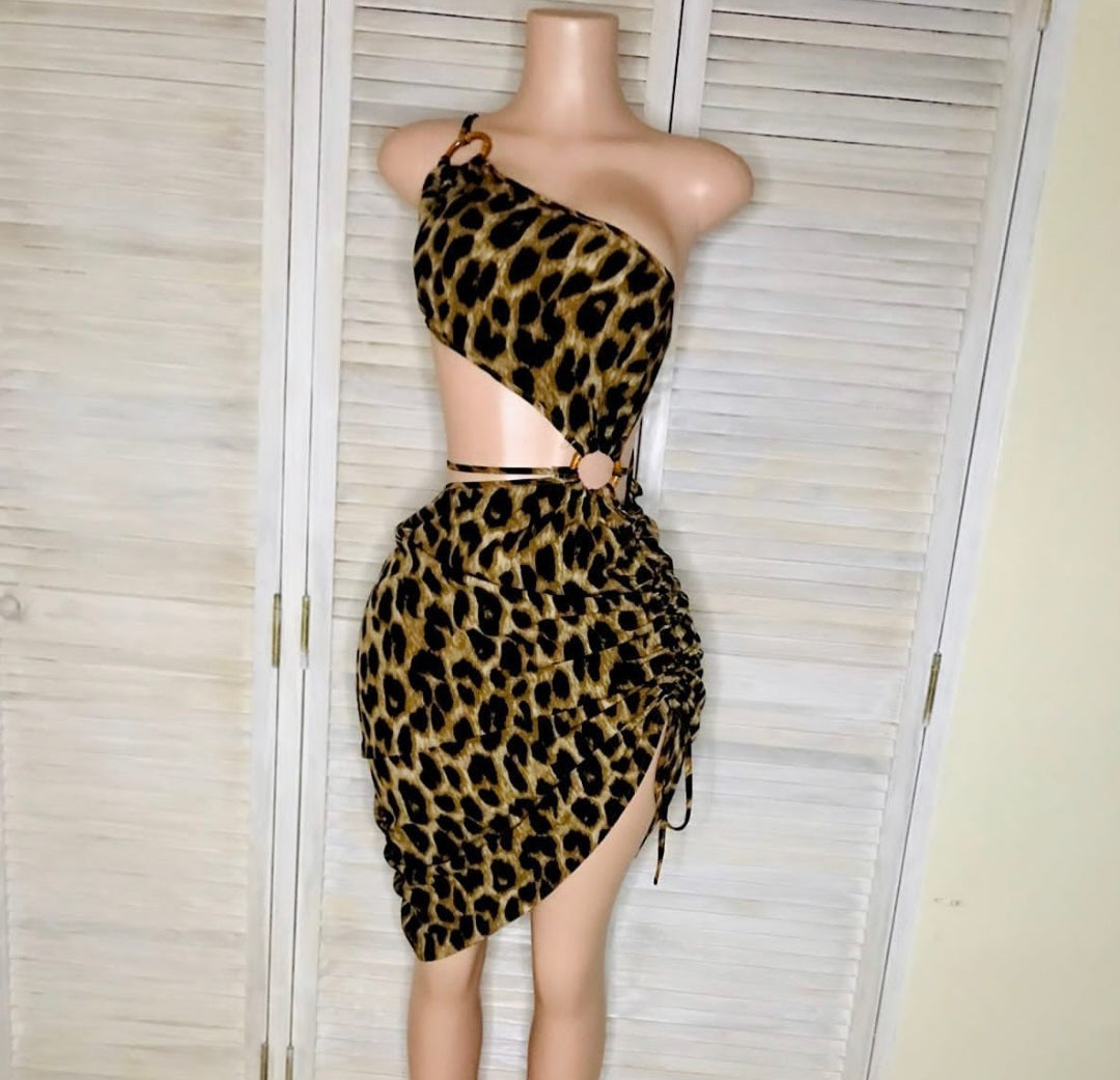 Front Cutaway Leapord Dress