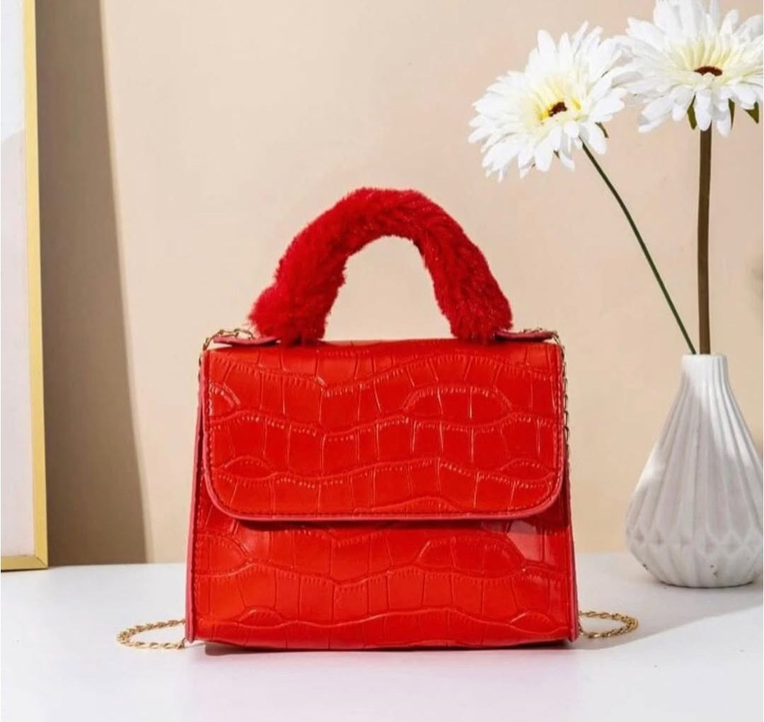 Fur handle bag