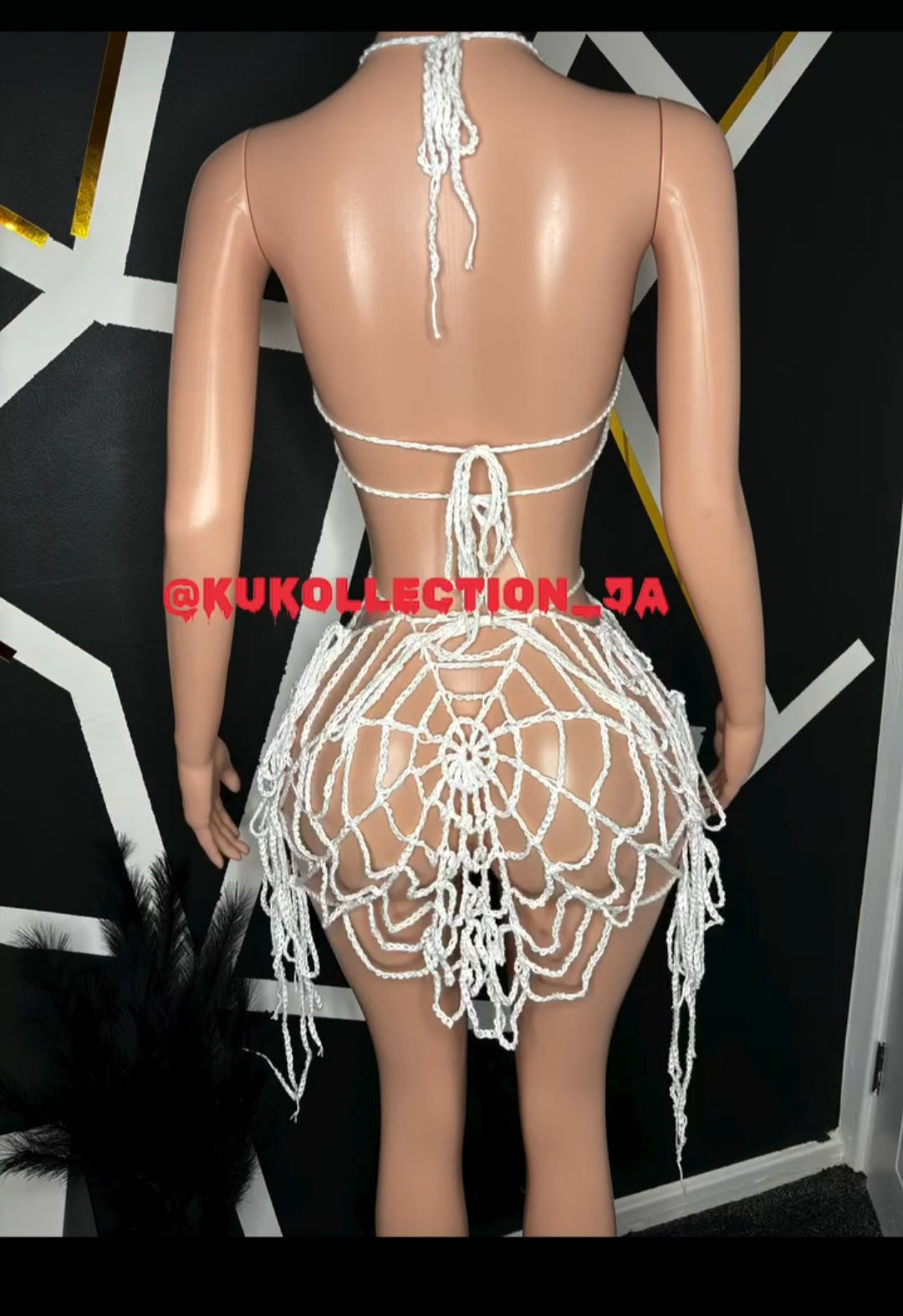 White crochet spider web dress