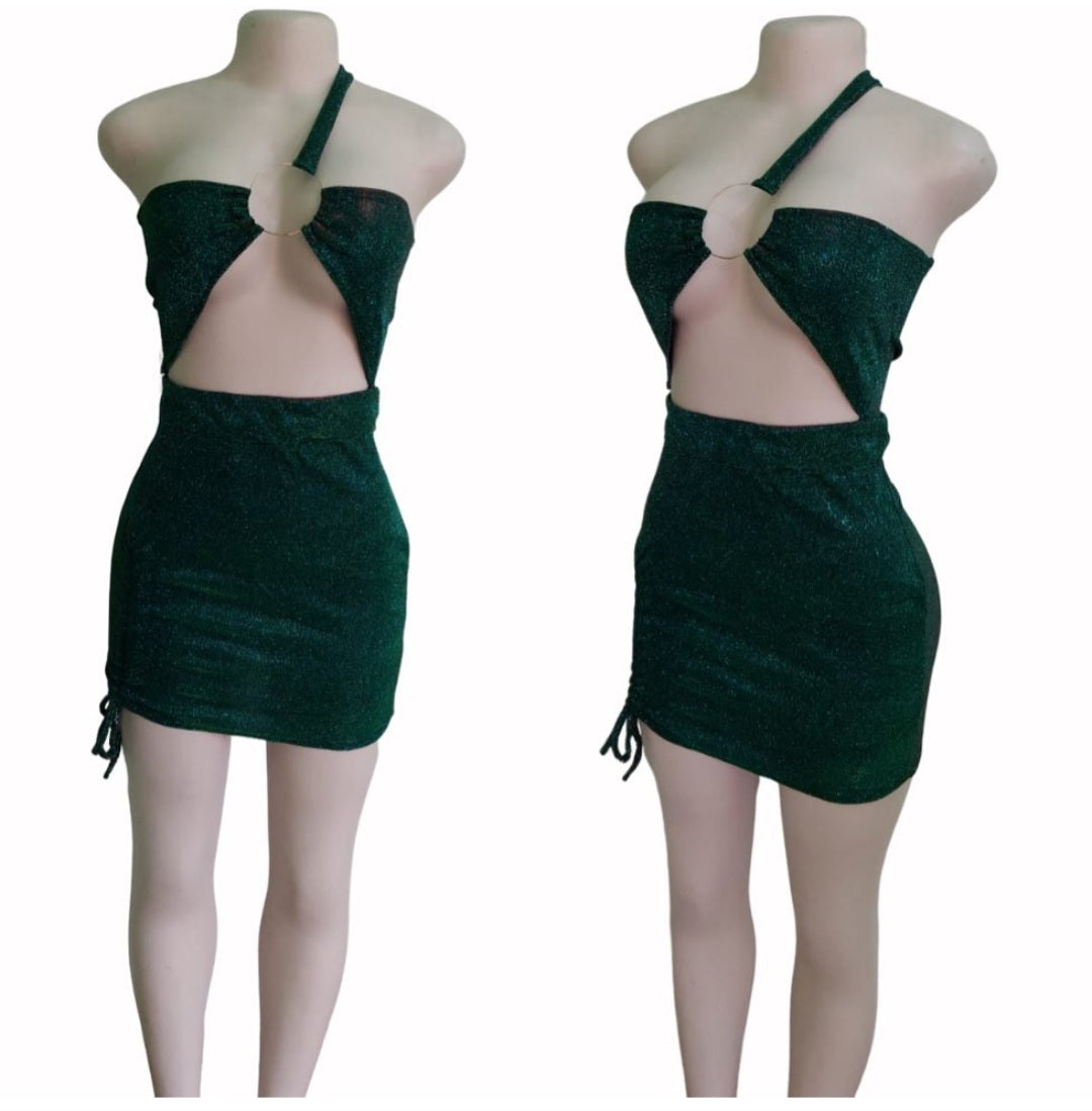 Emerald glitter skirt suit