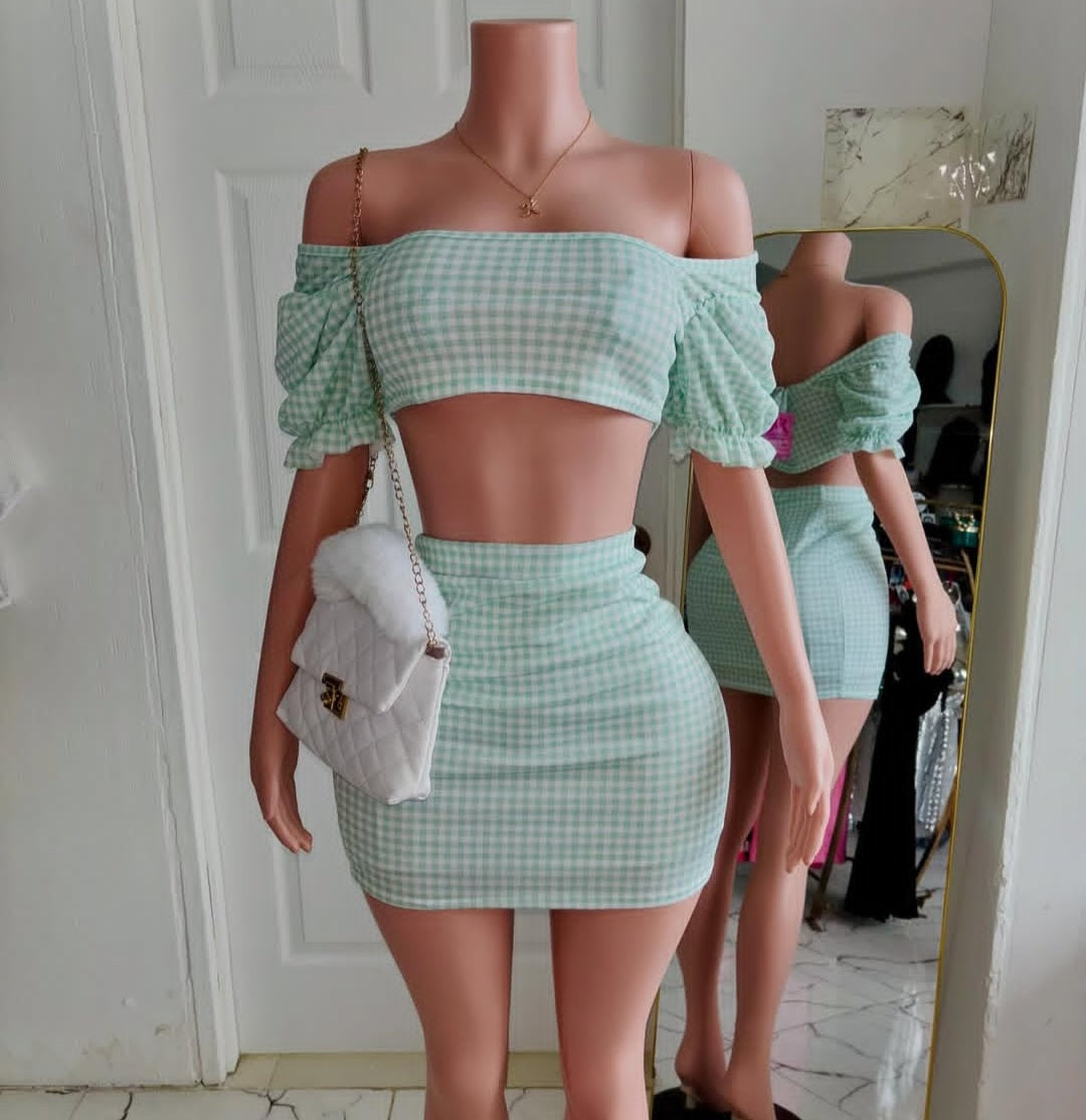 Gingham Skirt Set