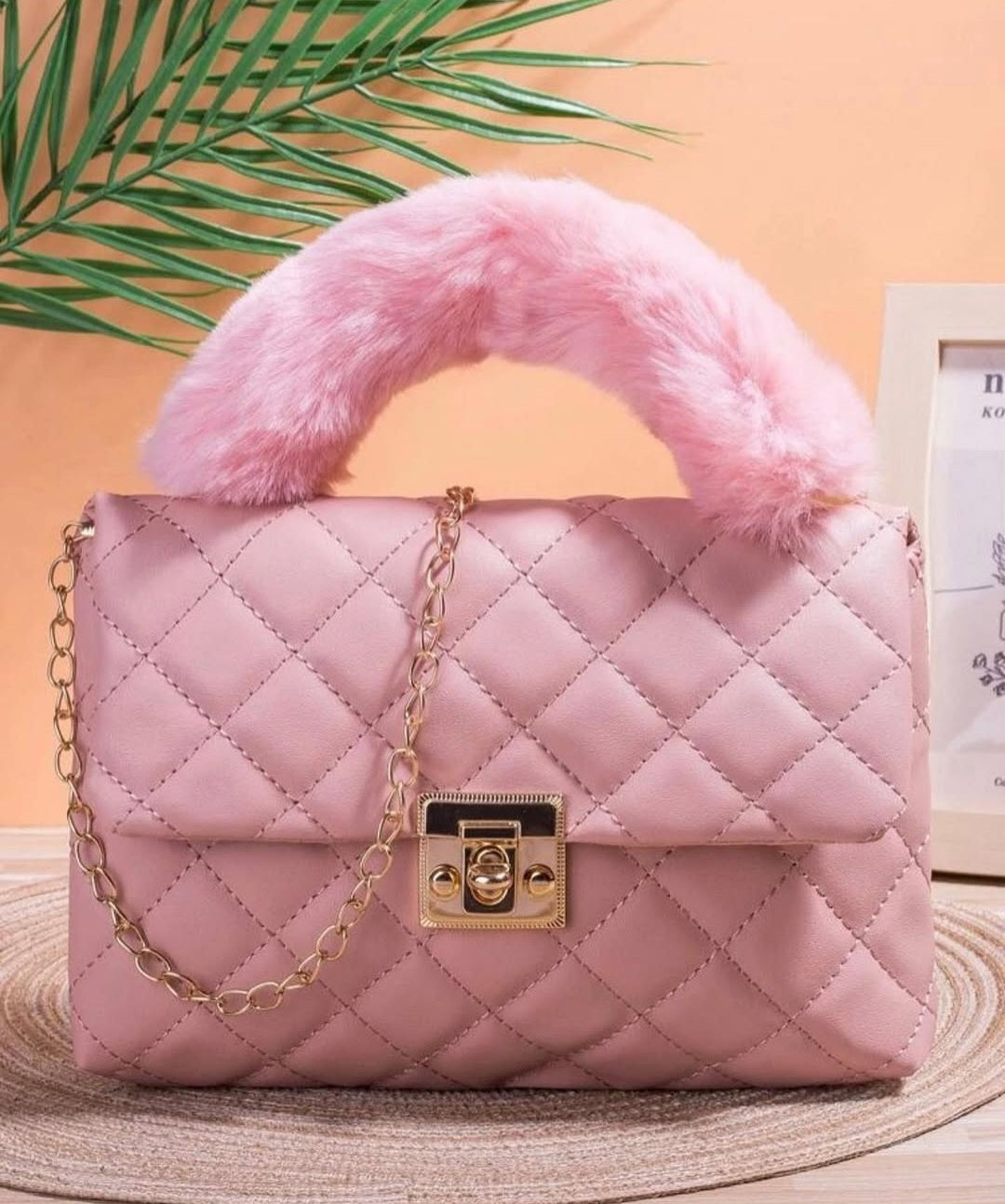 Fur handle bag