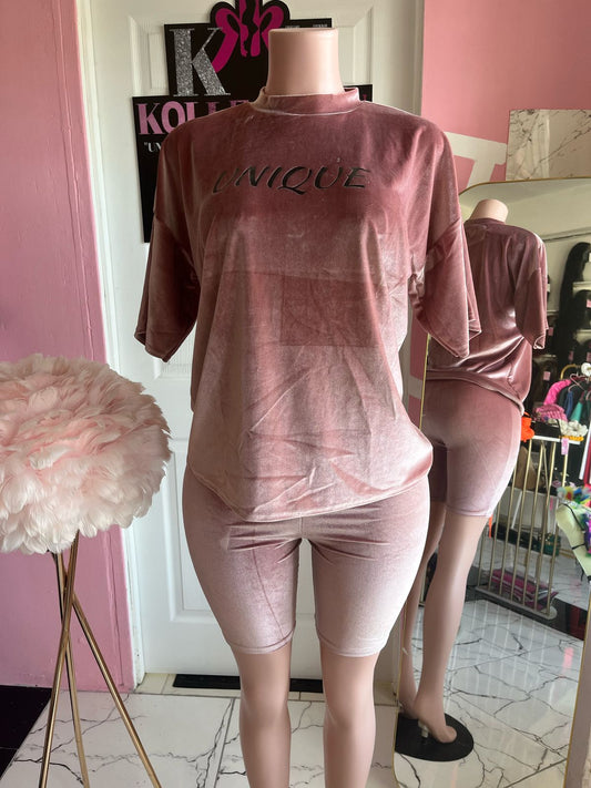 Pink Velvet Tights Set